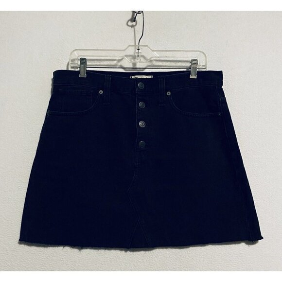 Madewell Skirt Womens 30 Rigid Denim A Line Button Fly Black Mini Boho - Picture 2 of 10